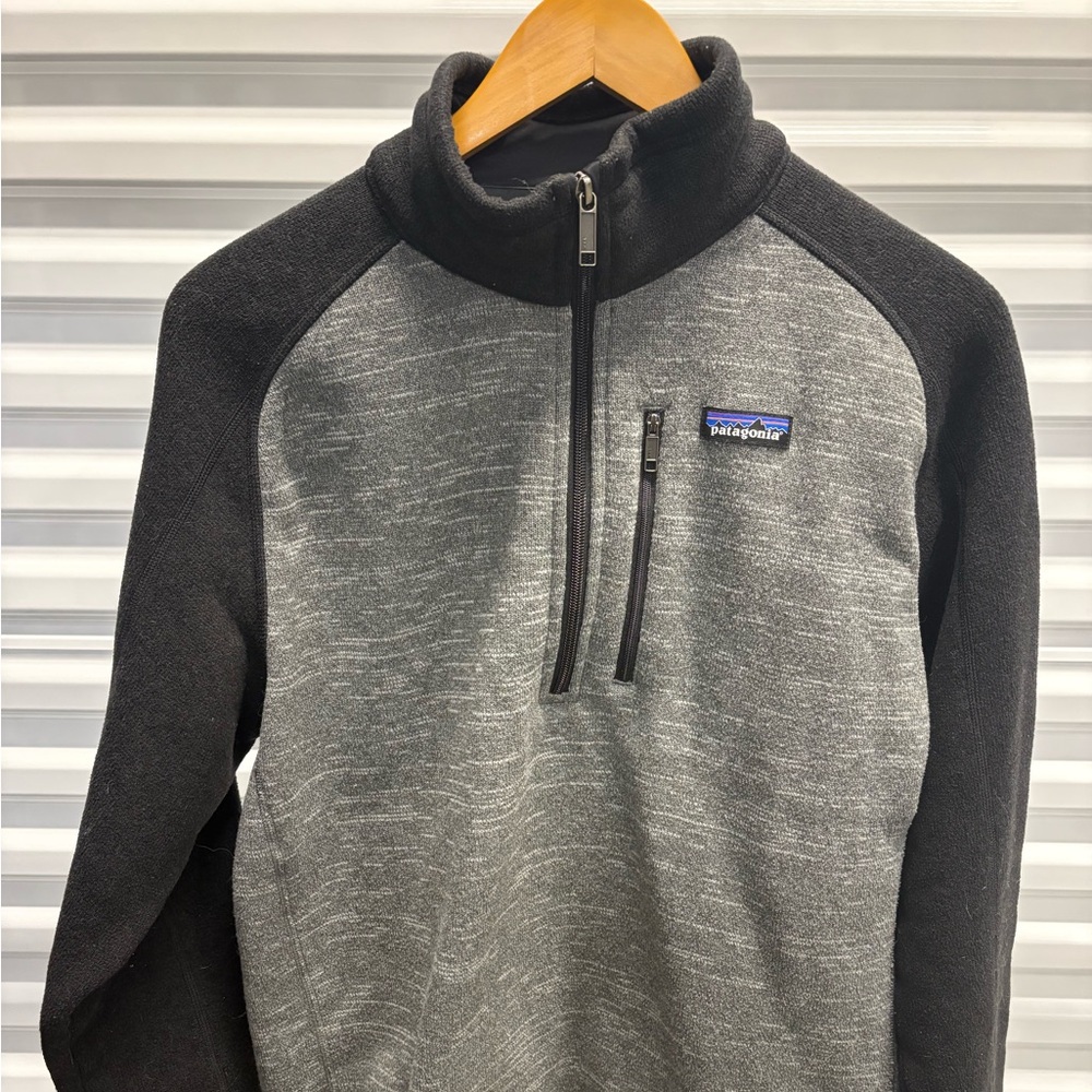 Patagonia Men's Better Sweater Quarter Zip Sweater in Gray and Black